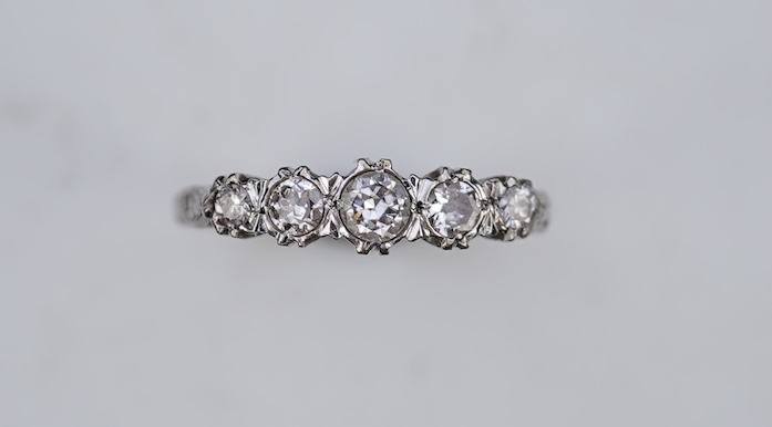 A diamond five-stone ring